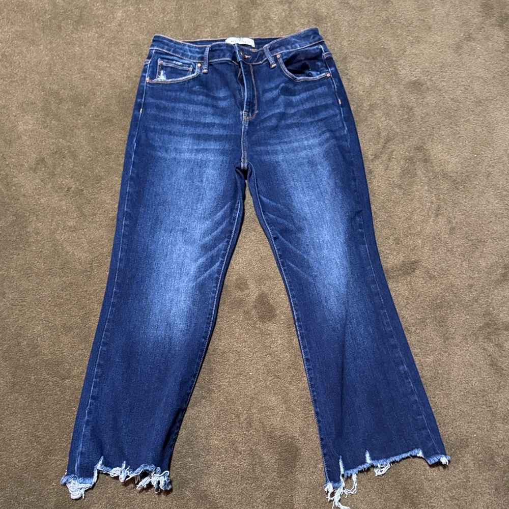 Risen Women's Blue Frayed Hem Jeans